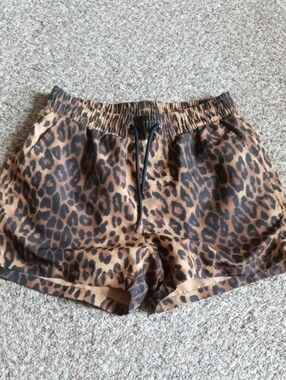 Men's Forever 21 Leopard Print Swim Shorts - Brown/Black